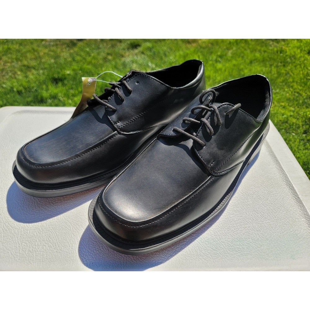 New STATE STREET Men Blk Leather Flat Casual Dress Formal Oxford Shoe Sz 11.5W